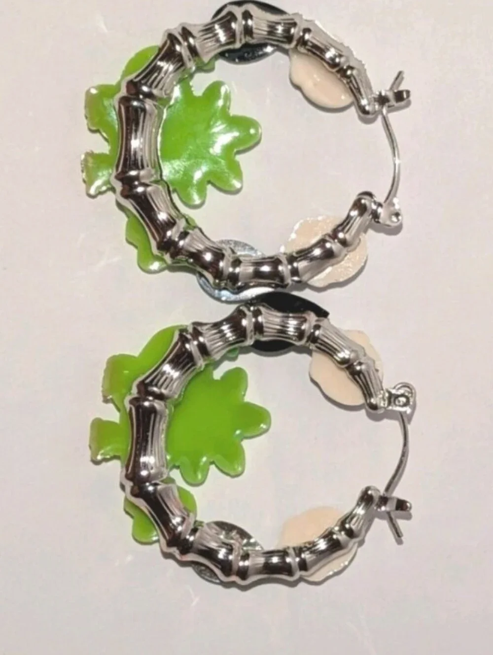 Hand CRAFTED Luigi Dinosaur Hoop Earrings Green For Kids And Adults - Picture 9 of 10